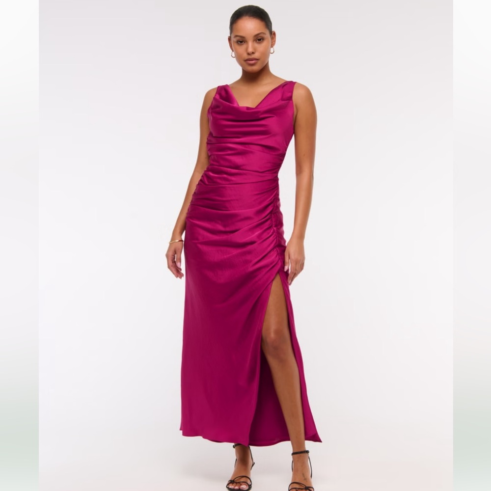 Abercrombie & Fitch Cowl Neck Dress in Berry